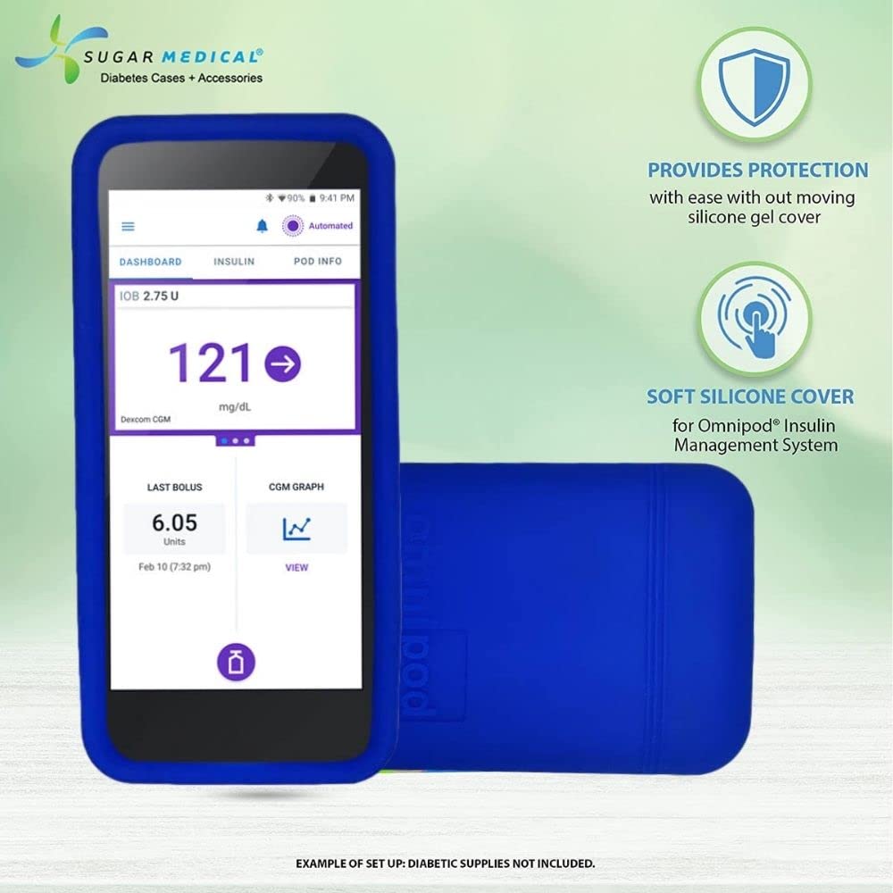 Sugar Medical Omnipod 5 Gel Skin Case | PDM Protective Cover | Protect Omnipod 5| Diabetes Care(Blue)