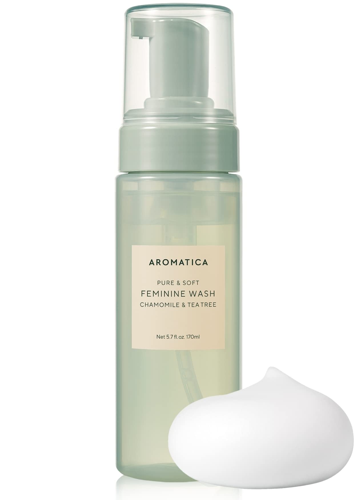AROMATICA Pure & Soft Feminine Wash Chamomile & Tea Tree (Soft Foam Type) 5.7 fl. oz / 170 ml - Gentle and Soothing Intimate Her