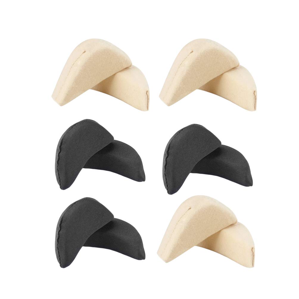 Toe Filler Inserts Shoe Filler for Shoes Too Sponge Half Insoles for Women Girls 6 Pairs (Skin Color Black)