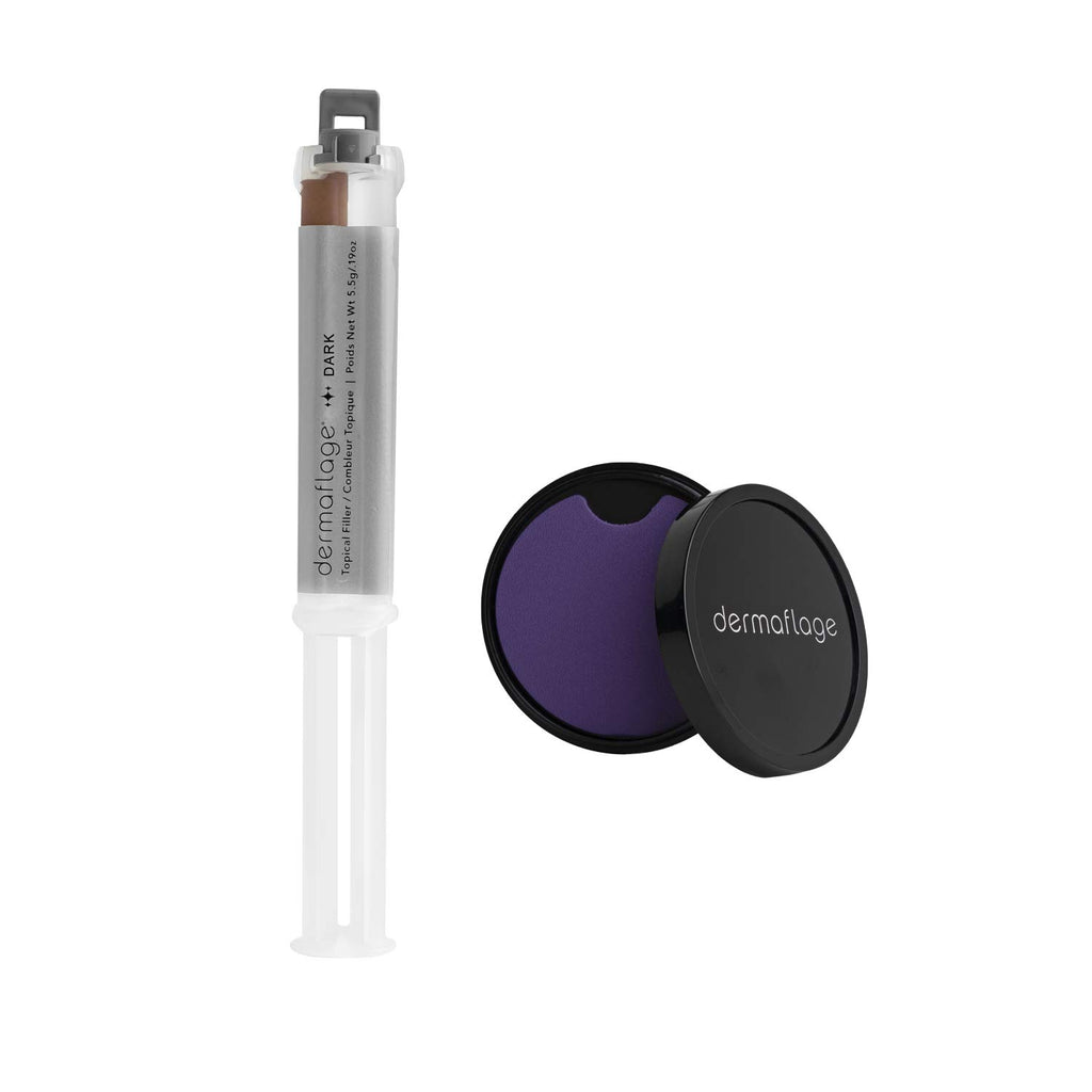 Dermaflage Scar Filler Kit - Dark - Deep Scar Cover and Waterproof Concealer for Acne Scars Wrinkles, and Ice Pick Scars Makeup,