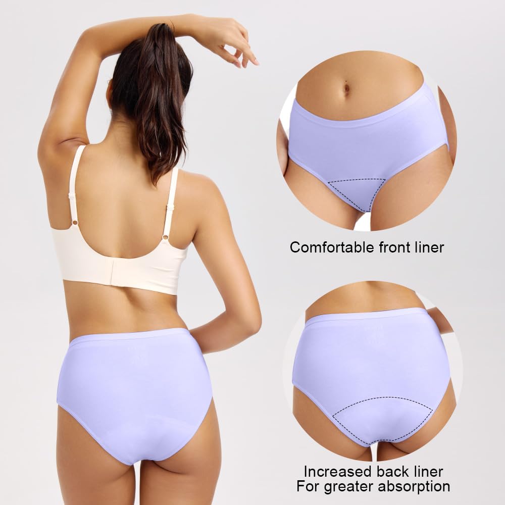 BATTEWA Mid-Waist Incontinence Underwear for Women Leak Proof Panties Protective Briefs for Bladder Control Washable Absorbency
