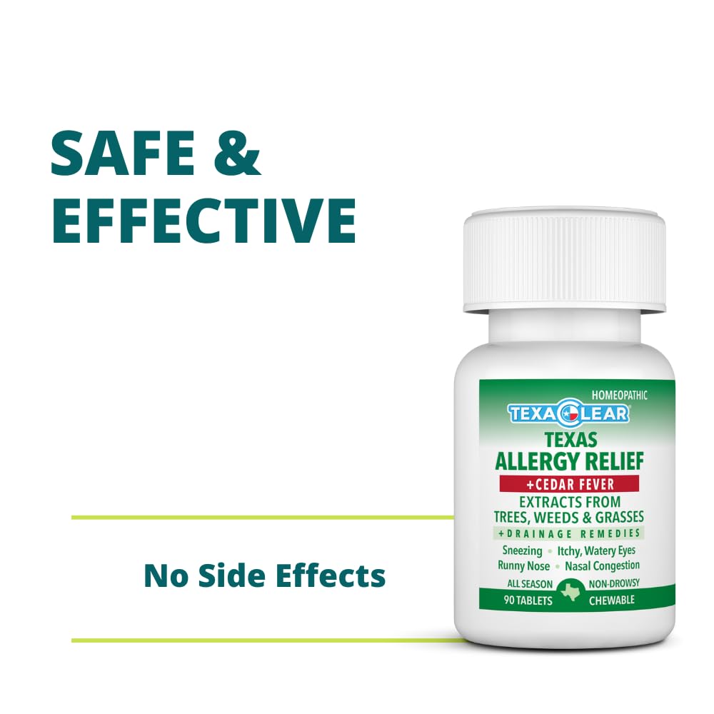 TexaClear Homeopathic All Season + Cedar Allergy Relief Tablets for Texas Allergies - Non-Drowsy, Safe and Effective Remedy - Ov