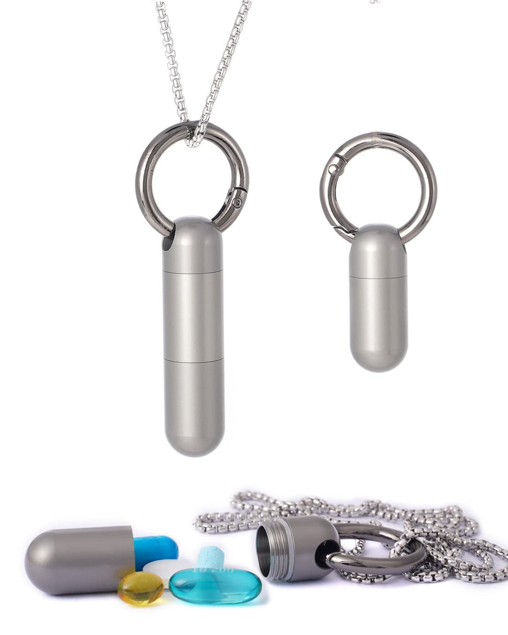 Piffny Titanium Torpedo Adjustable-Length Waterproof Keychain Pill Holder Medicine Fob for Travel and Everyday Assurance - Gunme