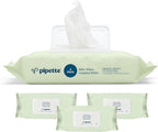 Pipette Baby Wipes - 100% Plant-Based Fibers and Plant-Derived Moisturizers, Water-Based (Fragrance-Free, 288-Count)