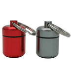 FAYALA 2 Packs Aluminum Pill Bottle Box and Min Aluminum Pill Container Holder Metal Pill Box Case (red and Gray)
