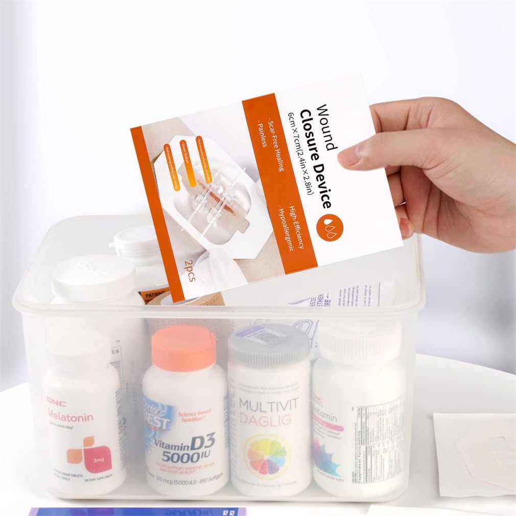 Emergency Wound Closure Strip 2PCS Wound Closure Kit Zip Stitch Wound Closure Device Laceration Closure Kit Wound Closure Glue B