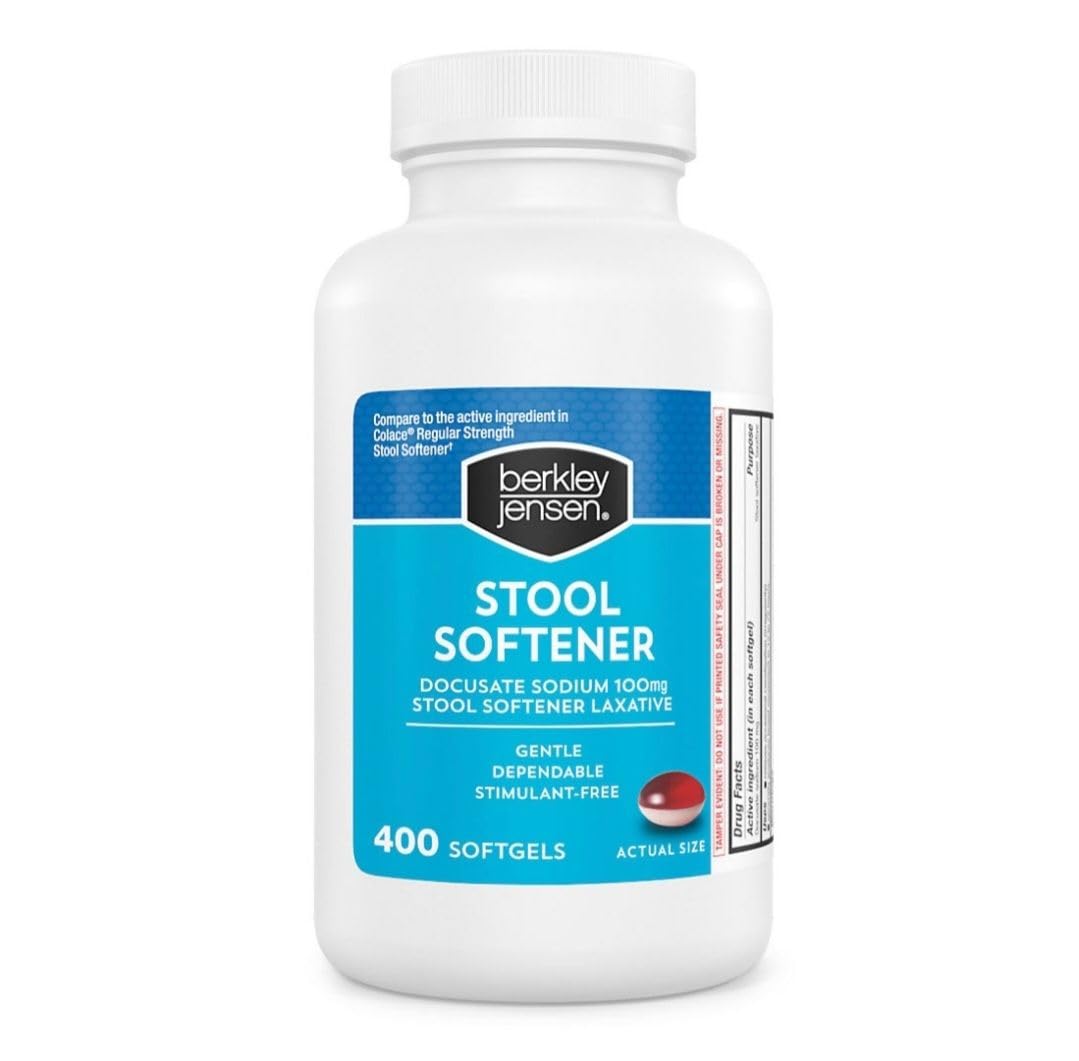 berkley jensen Stool Softener Laxative, Docusate Sodium 100 mg, Stimulant-Free Gentle Dependable Constipation Relief - Helps Pro