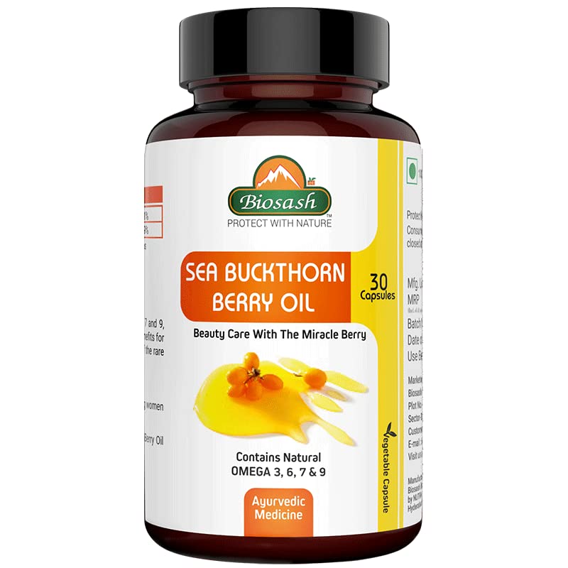 Sea Buckthorn Berry Oil Capsules 30 Caps | Co2 Extracted From Certified Organic Berries | Omega 3 6 7 9 | Antioxidants & Vitamin