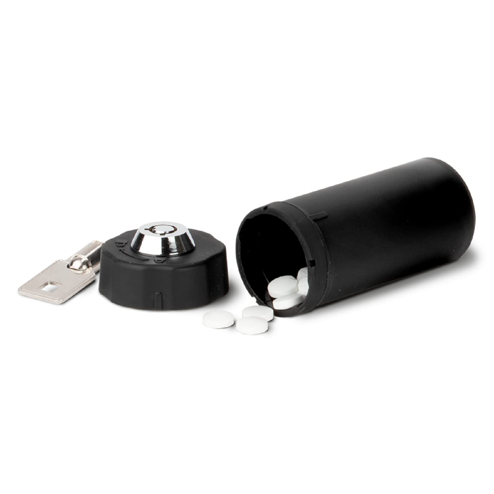 EZY DOSE Pill Box and Medicine, Vitamin Container, Safe for Money & Travel Items, Stainless Steel, 2 Keys with Lock, Large, Blac