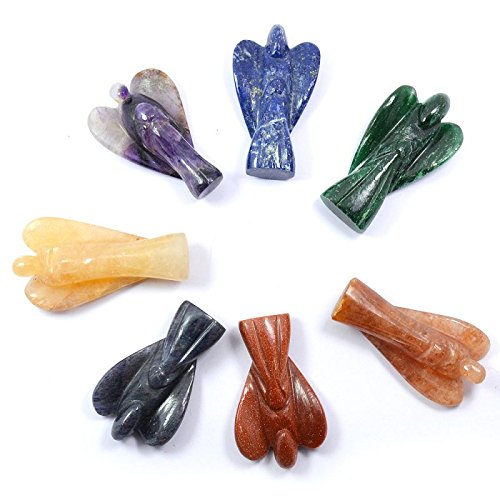 Jet 7 Chakra Agate Angels Set -Reiki Healing - Meditation- 7 Chakra Gifts - Healing Agate Crystals Angels Holistic Balancing Pol