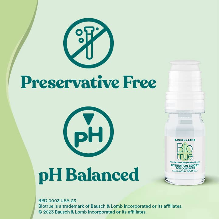 Biotrue Hydration Boost Rehydrating Contact Lens Eye Drops from Bausch + Lomb, Hydrating, Preservative Free, Naturally Inspired,