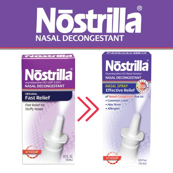 Nostrilla Nasal Decongestant Spray, Stuffy Nose Relief, 0.5 oz (12 Pack)