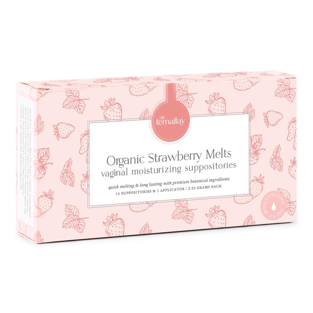 Femallay Organic Vaginal Moisturizing Suppository Melts - 100% Natural Suppositories for Vaginal Odor and Dryness Relief, Ultra-