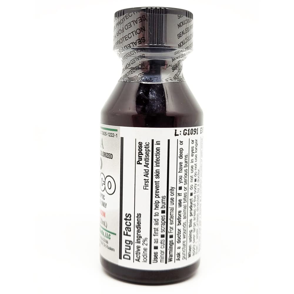 Germa White Iodine Tincture. First Aid Antiseptic. For Minor Scrapes, Cuts, Bruises and Burns. Prevents Skin Infection. 1 oz. Pa
