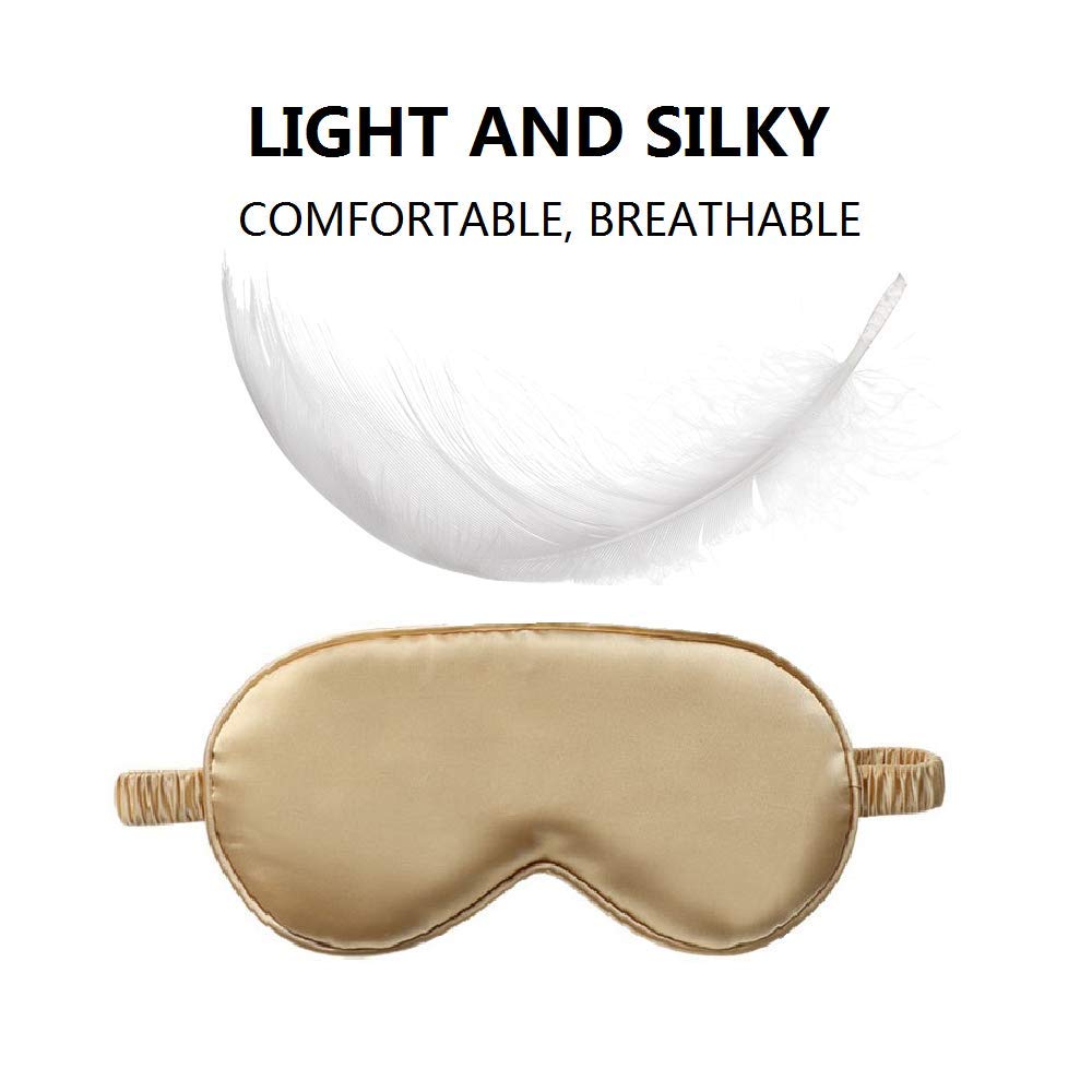 LCBD Silk Satin Sleeping Eye Mask, Gold Sleep Eye Mask Night Blindfold for Women and Men, Soft Breathable Blackout Eyeshade Eye