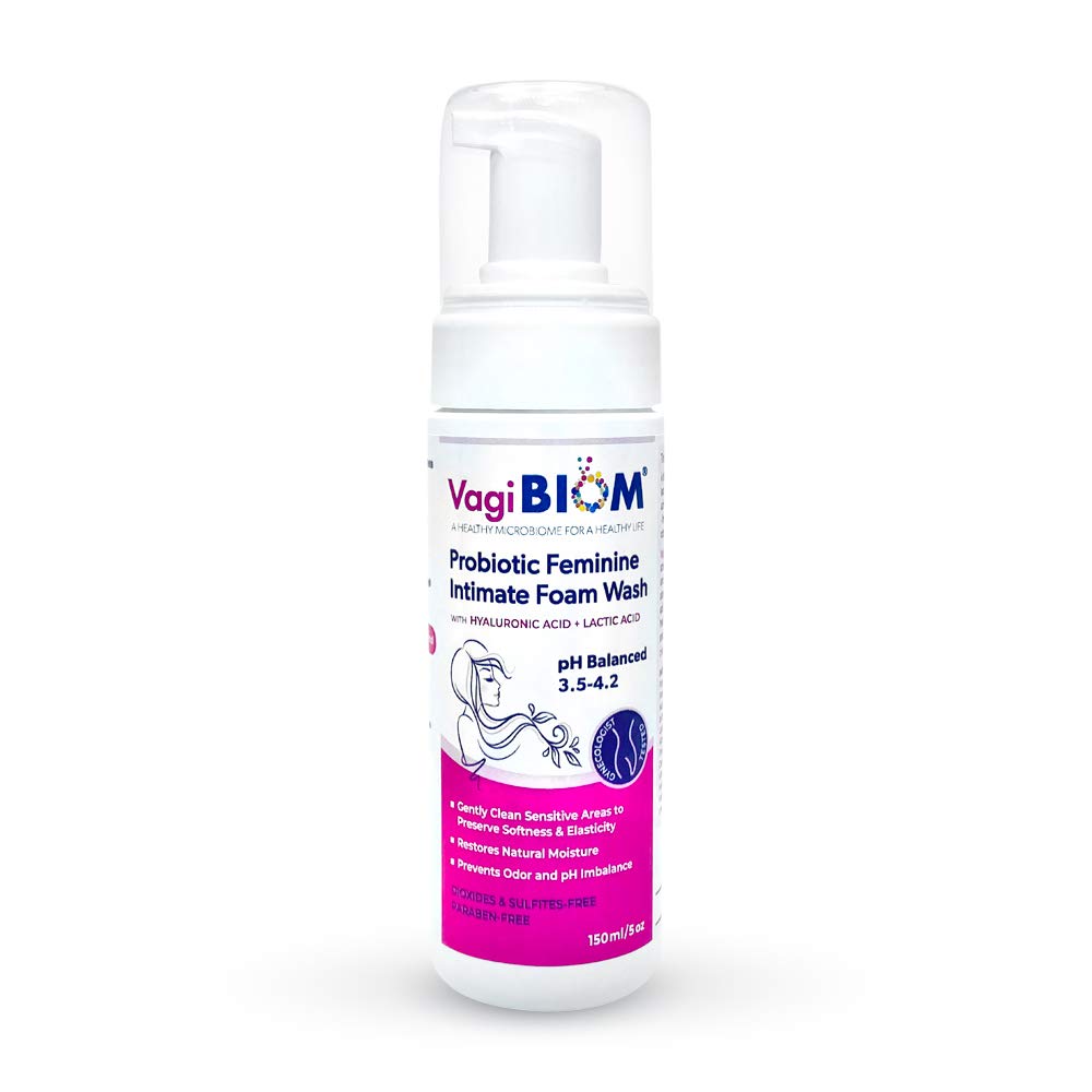 Biom Probiotics Vaginal moisturizing Foam Wash and Odor Control: First-in-Class All Natural 100% Natural Vegan Vaginal Foam. Con