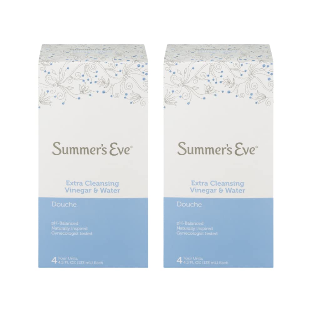 Summer's Eve Douche, Extra Cleansing Vinegar and Water, 4.5 Fl Oz, 4 Count (Pack of 2)
