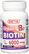 Deva Vegan Vitamins Biotin 6000 mcg Tablets, 90Count