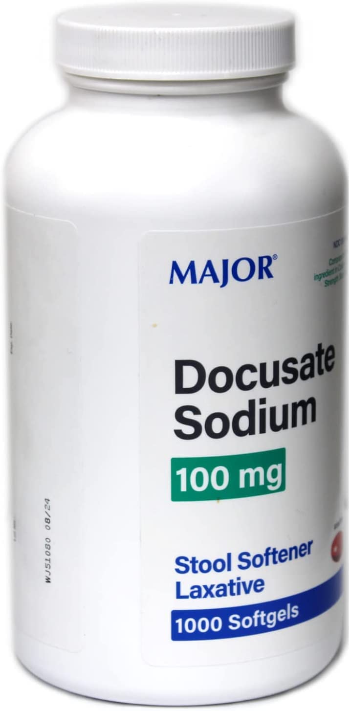 MAJOR Docusate Sodium 100 mg - Stool Softener Laxative Softgels for Occasional Constipation Relief - Stool Softeners for Women,