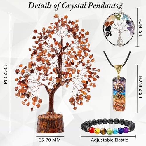 Carnelian Crystal Trees for Home Decor, Office Desk Decoration, Chakra Healing Crystals and Stone for Positive Energy, Money, Go