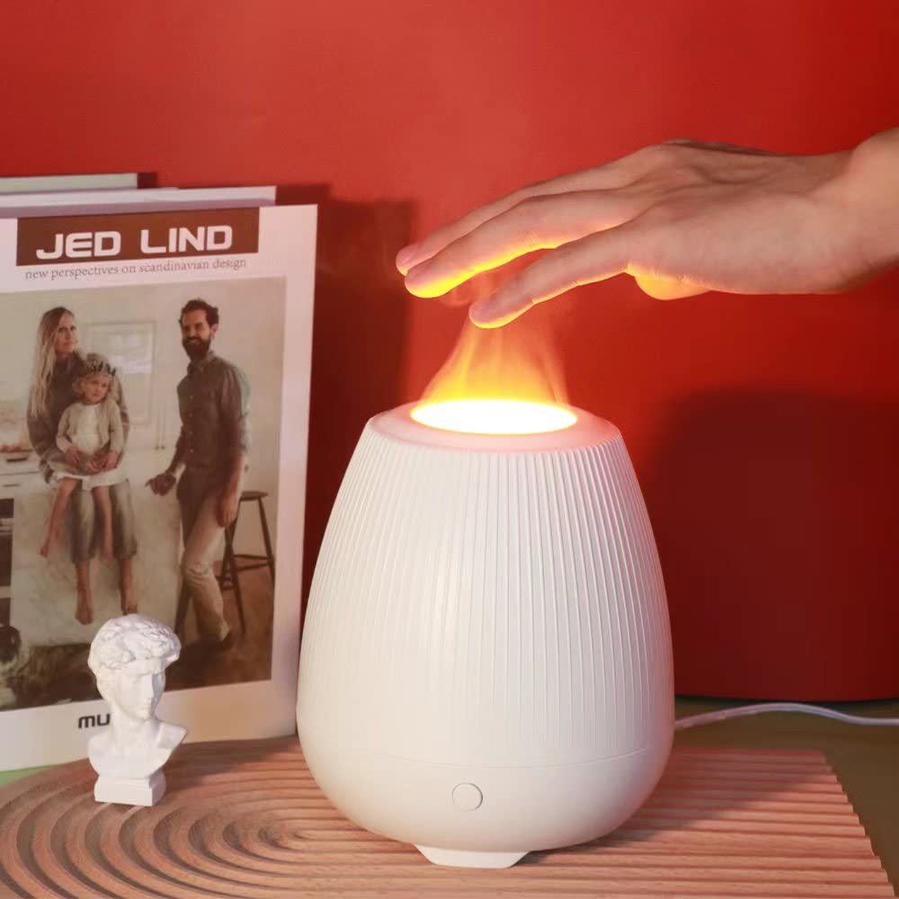 AYEANY Flame Diffuser,200ML Essential Oil Diffusers with Cool Mist,2 Brightness Night Light & Auto-Off,Super Quiet Oil Diffuser