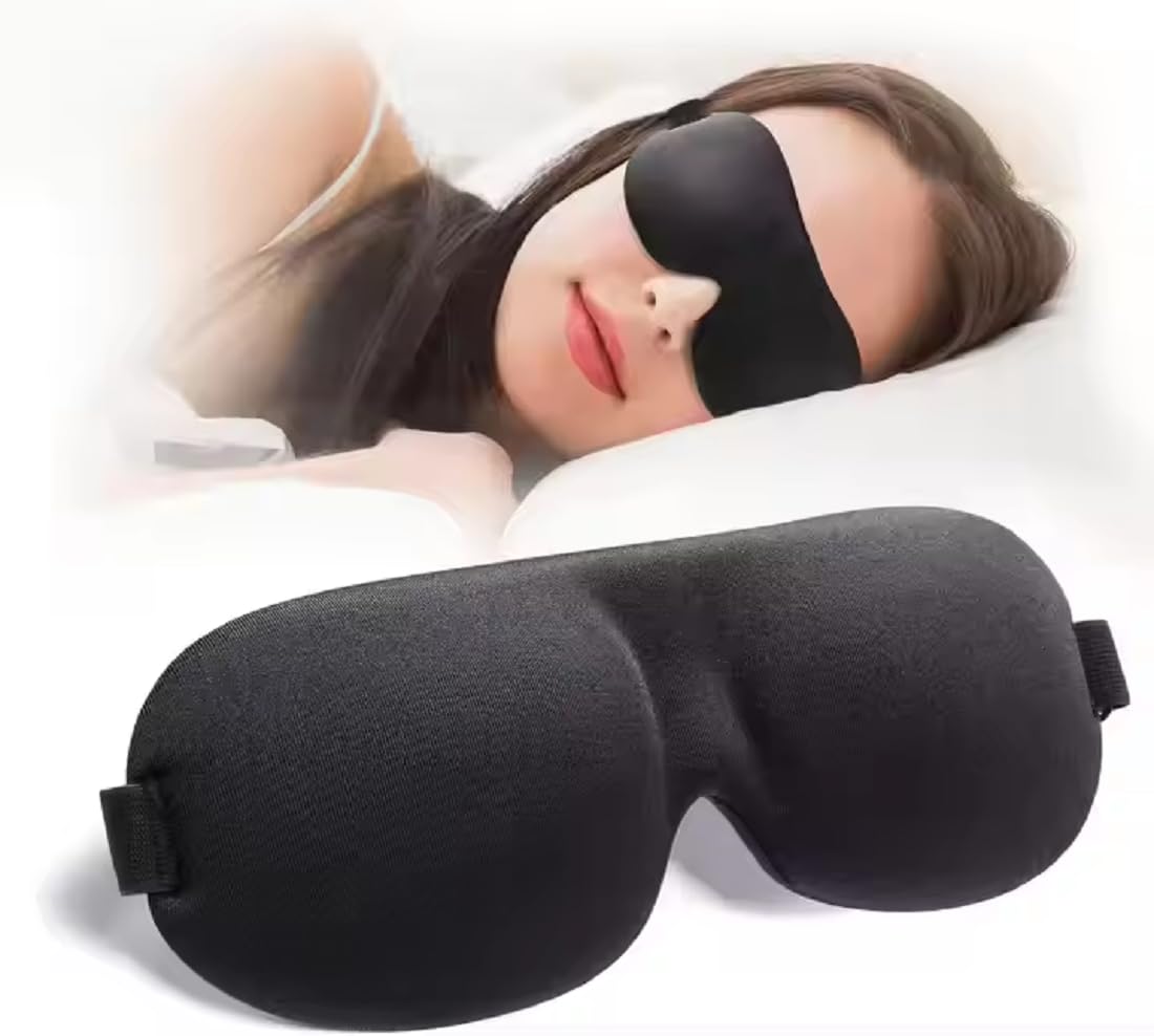Blago Blind Sleeping Eye Mask Slip Night Sleep Eye Black 3D Cotton Cover Super Soft & Smooth Travel Masks For Men Women Girls Bo
