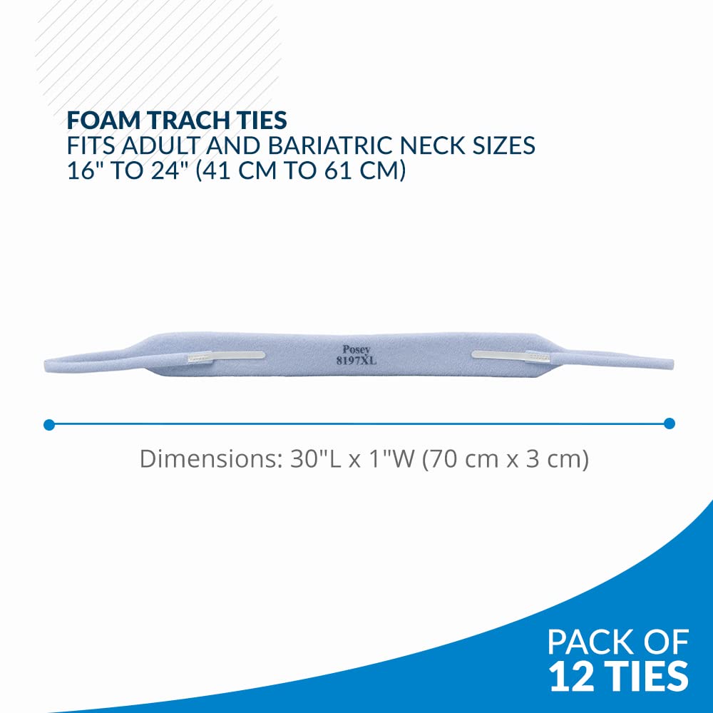 Posey 8197XL Foam Trach Tie, Extra Large, White, Pack of 12