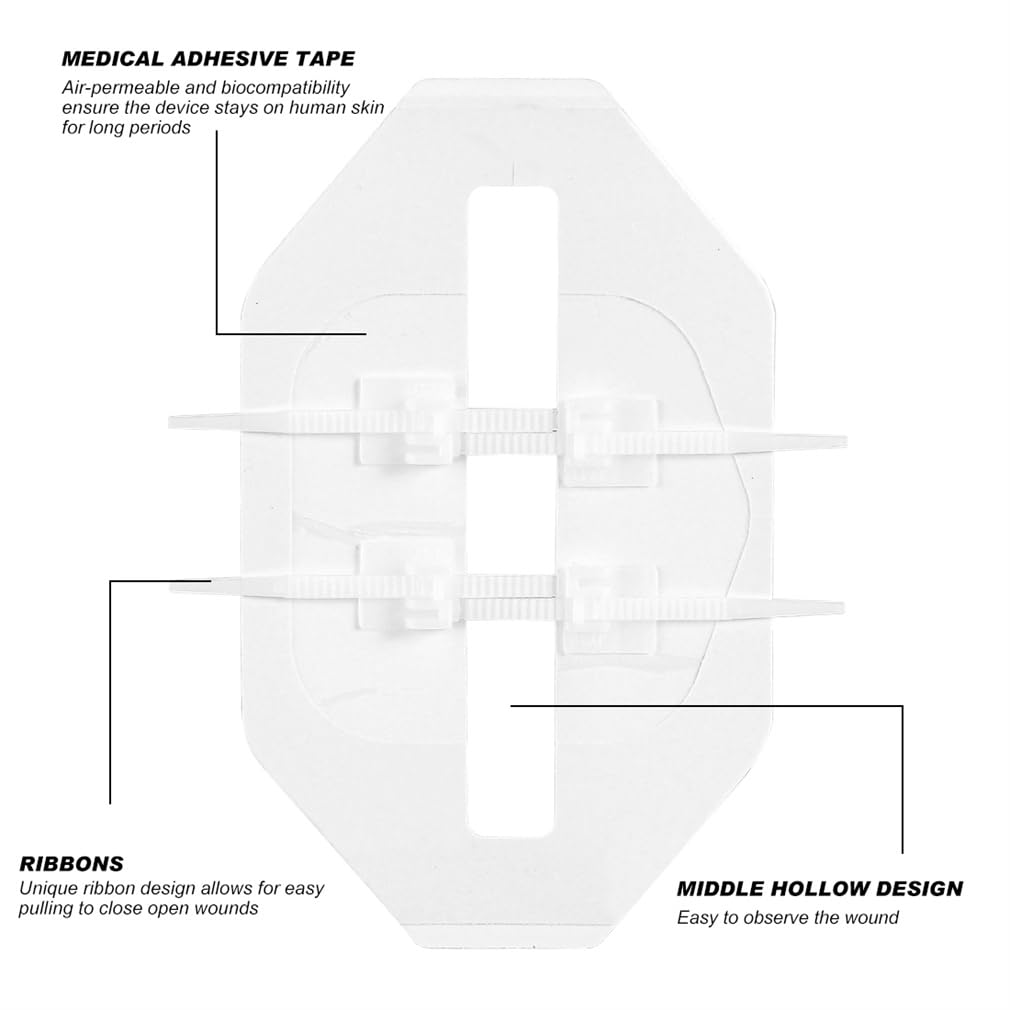 Emergency Wound Closure Strip 2PCS Wound Closure Kit Zip Stitch Wound Closure Device Laceration Closure Kit Wound Closure Glue B