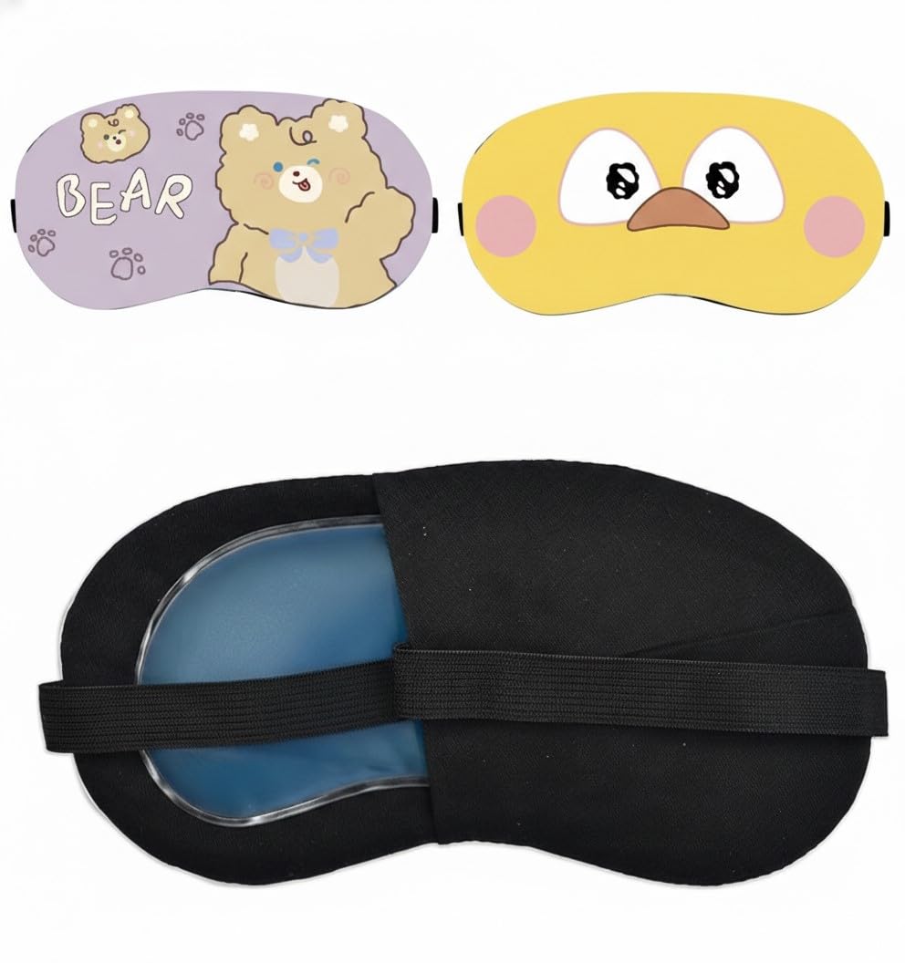 Cooling Gel Eye Mask For Sleeping (Pack Of 2)  Soft Blackout Sleep Mask For Kids & Adults  Reusable Cold Compress Therapy For 