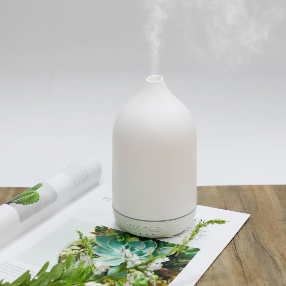 Essential Oil Diffusers, Aromatherapy Diffuser for Essential Oils, 100ml Oil Diffusers for Large Room - 5 Timers, Warm Ambient L