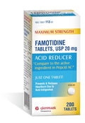 Glenmark Maximum Strength Famotidine Tablets 20 mg, Acid Reducer for Heartburn Relief, 200 Count
