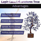 Lapis Lazuli Crystal Tree Meditation Accessories - Tree of Life Money Tree - Real Gemstones Crystal Decor Promotes Positive Ener