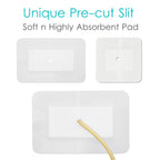 Peritoneal Dialysis PD Catheter Drain Split Bordered Gauze Island Dressing Pad for Stomach Feeding Peg J Tube| Individually Pack