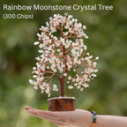Crystal Trees for Home and Office Decoration, Rainbow Moonstone Chakra Healing Crystals Feng Shui Handmade Trees for Positive En