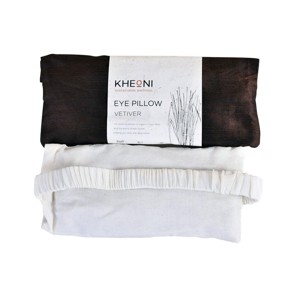 Kheoni Vetiver Eye Pillow Sleep Mask For Men & Women | Weighted Cotton Eye Mask With Adjustable Elastic Band | Natural Vetiver A
