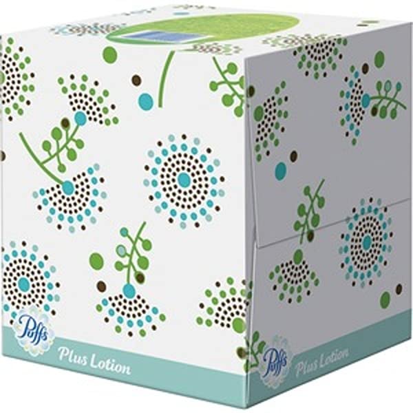 Puffs Plus Lotion Facial Tissues; 224 Count; Pack Of 4 Cube Boxes (56 Tissues Per Box) Packaging May Vary (12 Boxes)