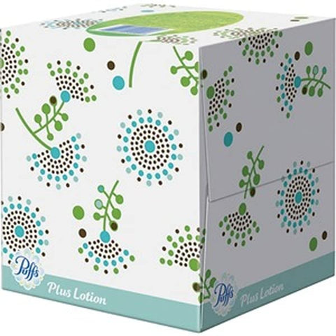 Puffs Plus Lotion Facial Tissues; 224 Count; Pack Of 4 Cube Boxes (56 Tissues Per Box) Packaging May Vary (12 Boxes)