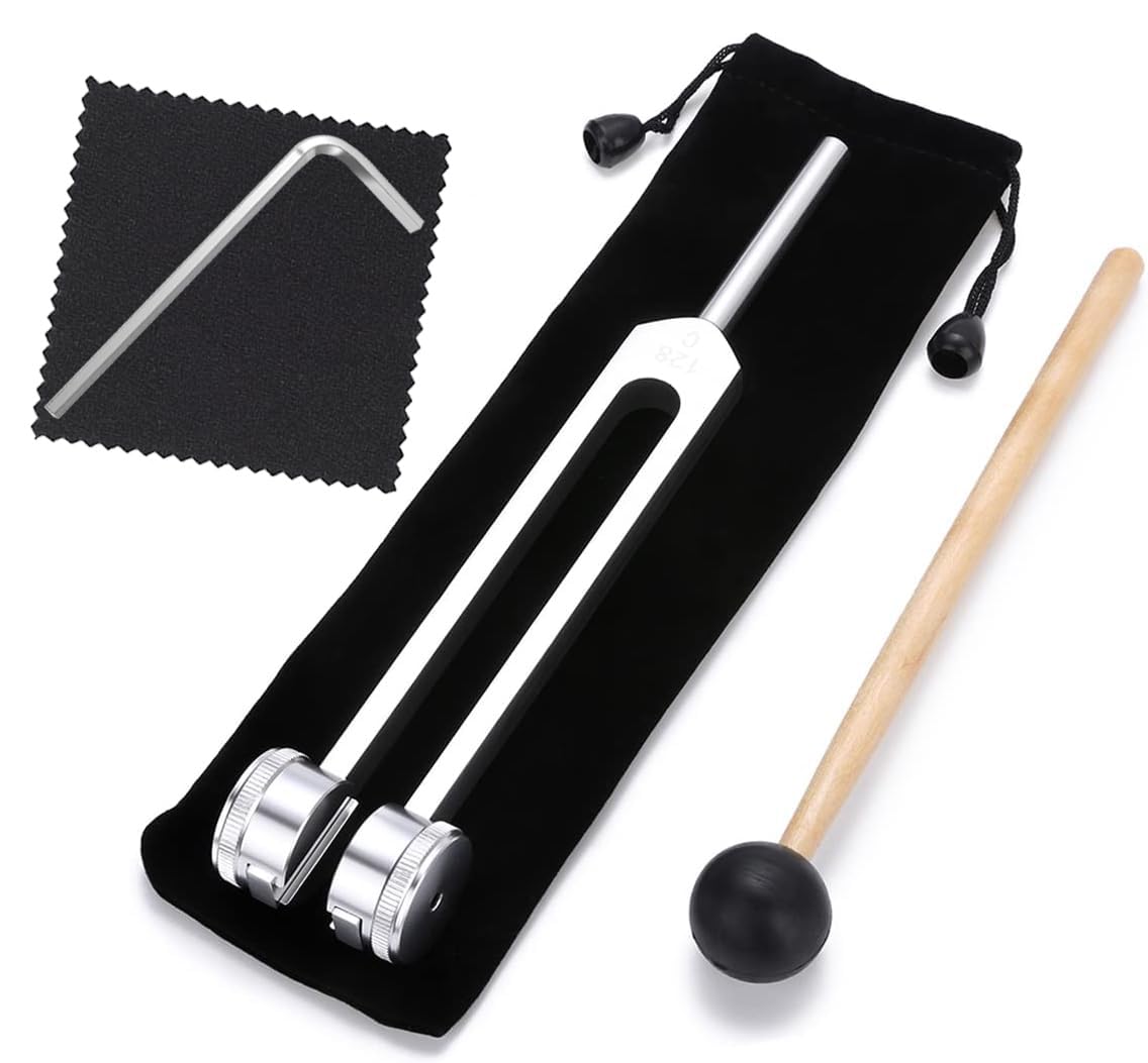 MoResolune 128 hz Weighted Tuning Fork for Healing Tone Therapy Silver