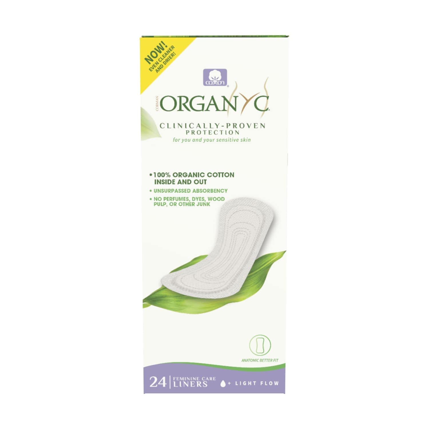Organyc 100 certified Organic cotton Flat Panty Liner - Everyday Sanitary Pad, Free from Wood Pulp, Perfumes, SAP and chemicals 