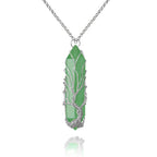 VIBILIA Healing Crystal Necklace Tree of Life Wire Wrapped Natural Green Aventurine Stone Point Pendant Necklace Hexagonal Reiki
