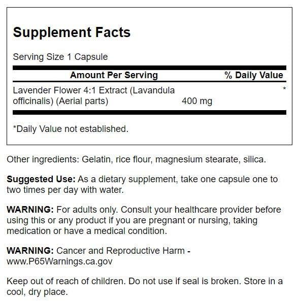 Swanson Lavender Flower - Herbal Supplement Promoting Traditional Mood Support - May Promote Relaxation & Steady Nerves - (60 Ca