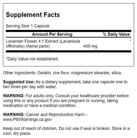 Swanson Lavender Flower - Herbal Supplement Promoting Traditional Mood Support - May Promote Relaxation & Steady Nerves - (60 Ca