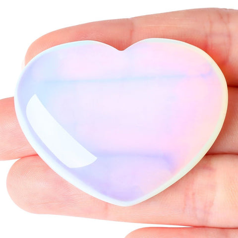 MAIBAOTA 45 mm Opal Stones Heart Love Crystal Valentines Gifts for Herfriend Wife Palm Stone Reiki Crystal Gemstone Worry Stones