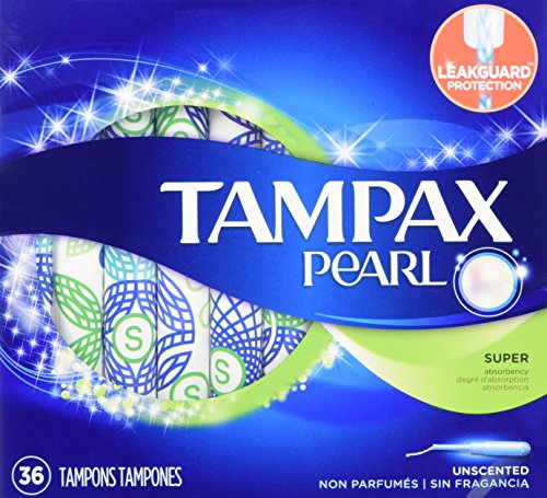Tampax Pearl Plastic Super Absorbency, Unscented Tampons, 36 Count - Pack of 2 (72 Count Total)