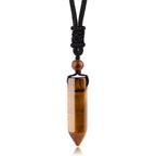 TIKCAUZ Hexagonal Crystal Necklace Tiger Eye Stone Point Pendant with Adjustable Rope Reiki Healing Crystal Gemstone Handmade Je