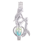 Vie jeune 10pcs Silver Mermaid Pearl Cage Locket Pendants, Essential Oil Diffuser DIY Necklace Bracelet Jewelry Making Craft, Bu