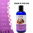 Lick Strawberries and Cream Flavored Massage Oil - 8 oz Edible Body Oil for Couples, Lightweight Formula for Glowing Skin