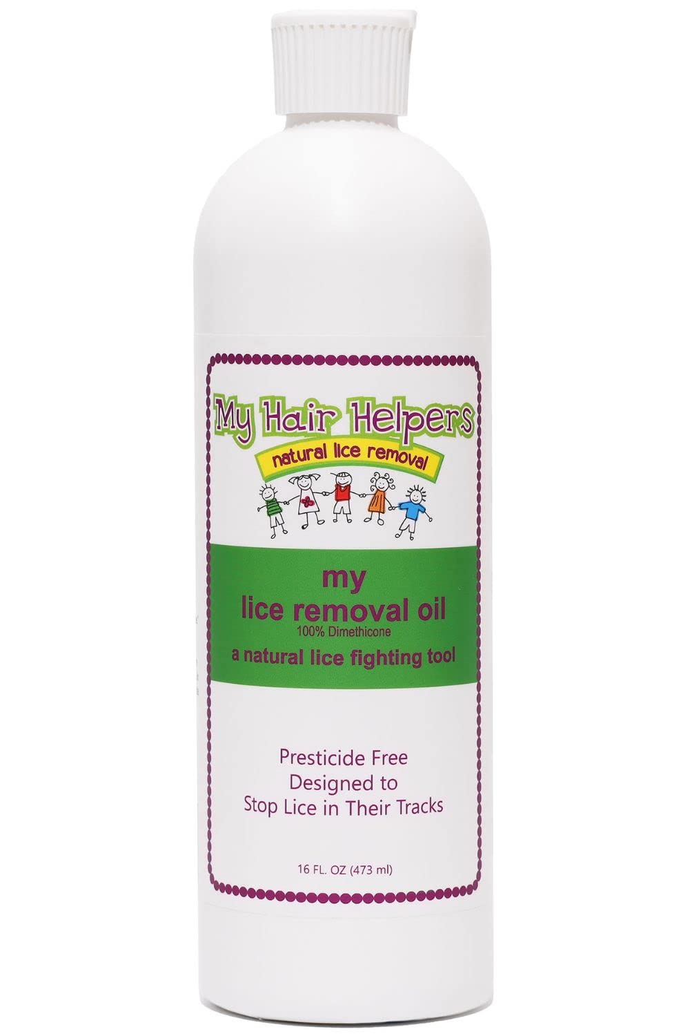 My Hair Helpers Dimethicone Oil for Lice and Nits, Traps Bugs and Their Eggs, 16 fl Ounces, Works on 2-3 Kids