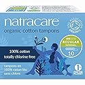 Natracare Non-Applicator 100% Organic Cotton Tampons, Regular, Totally Chlorine Free, Biodegradable and Compostable (1 Pack, 10