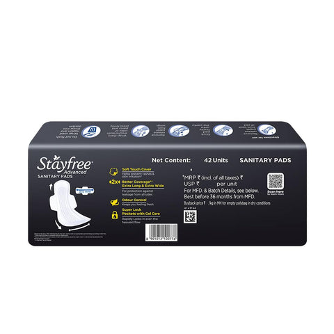 Stayfree Advanced XXL | 42 Pads | All Night Ultra Comfort Sanitary Pads for Women |